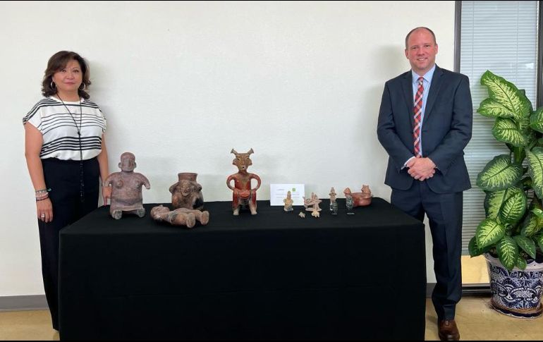 En fecha próxima, las 12 piezas arqueológicas serán repatriadas a México para su entrega a las autoridades del INAH. CORTESÍA / Secretaría de Cultura Federal