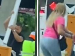 Las personas que grabaron el percance especularon que la pareja no tenía el saldo suficiente para acceder a la vialidad. ESPECIAL