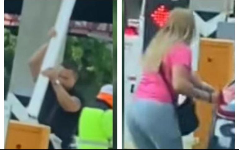 Las personas que grabaron el percance especularon que la pareja no tenía el saldo suficiente para acceder a la vialidad. ESPECIAL