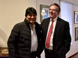 Marcelo Ebrard y Evo Morales mostraron que aún tienen una buena relación. TWITTER/@m_ebrard