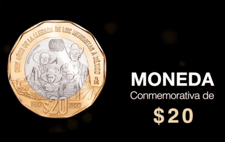 Desde hoy comenzará a circular la nueva moneda de 20 pesos conmemorativa a los 100 años de la llegada de los Menonitas a México. ESPECIAL / Banxico