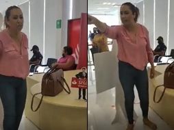 Lo que la mujer enardecida reclamaba era que le cambiaran 5 mil pesos en puros billetes de $20. ESPECIAL