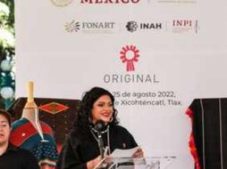 Alejandra Frausto presentando la importante ceremonia. ESPECIAL/Secretaría de Cultura