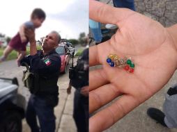 Con las labores de primeros auxilios por parte del oficial, el pequeño pudo respirar con normalidad, ya que expulsó un pequeño rosario con cuentas en color verde, rojo, amarillo y azul. ESPECIAL