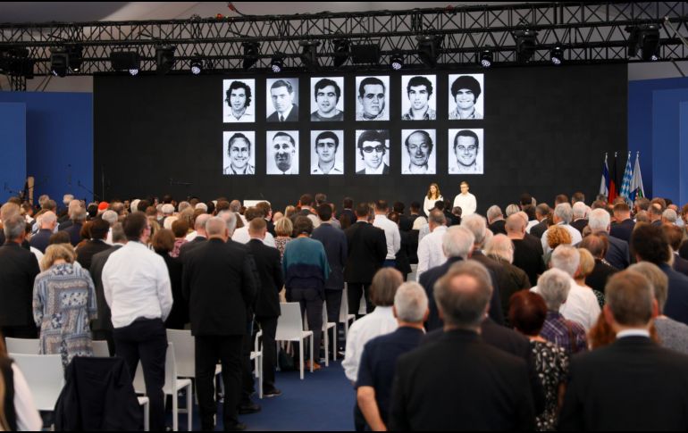Foto de las imágenes de las víctimas de los atentados de Múnich 1972, en la conmemoración de los 50 años. EFE / R. Wittek