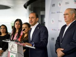 Marko Cortés, dirigente nacional del PAN, y la bancada blanquiazul en el Senado solicitan al PRI que retire su iniciativa entorno a la ley de la Guardia Nacional. EL UNIVERSAL