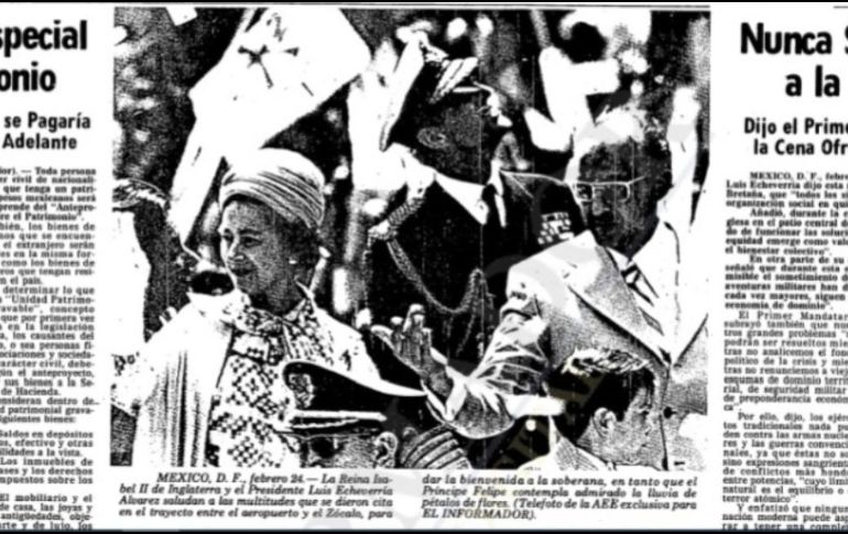 La primera visita de la Reina Isabel II a México ocurrió el 24 de febrero de 1975. EL INFORMADOR/ ARCHIVO