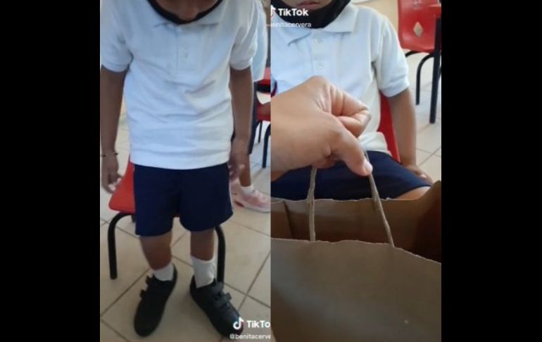 Maestra regala zapatos a uno de sus alumnos. TIKTOK/ @benitacervera