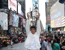 Carlos Alcaraz celebró su título en Times Square, en Nueva York. AFP/J.Finney