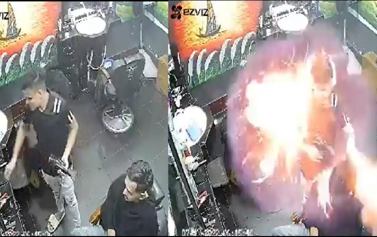El lamentable accidente ocurrió en Bangladesh cuando una secadora de cabello explotó entre el peluquero y su cliente.ESPECIAL