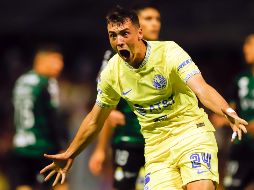 Federico Viñas celebra su gol frente a Santos, juego de la jornada 5 que estaba pendiente. EFE/I. Esquivel