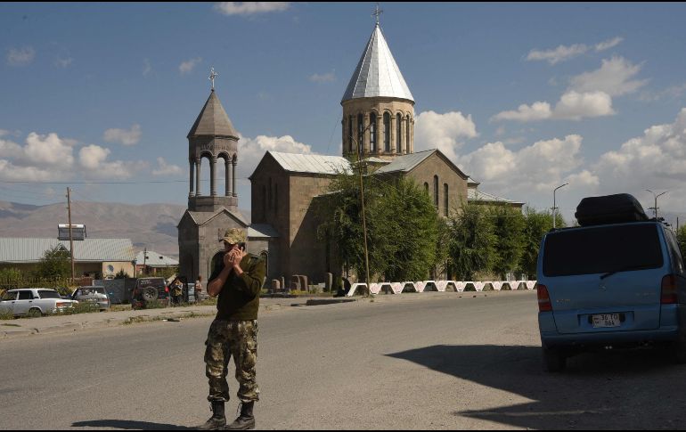 Militar voluntario en Vardenis, Armenia. El país indicó haber perdido a 105 militares en los últimos días y acusó a Azerbaiyán de haber ocupado 10 km2 de su territorio. AFP/K. Minasyan