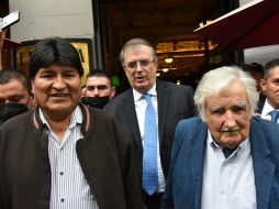 Marcelo Ebrard, Evo Morales y José Mújica en México por la celebración del Grito de Independencia. TWITTER/@m_ebrard