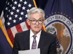 Jerome Powell, presidente de la Fed, ofrece una conferencia de prensa posterior al comunicado. AFP/D. Angerer