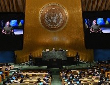 Zelenski s el único líder al que se le permitió ofrecer su discurso vía video ante la ONU. AFP/A. Weiss