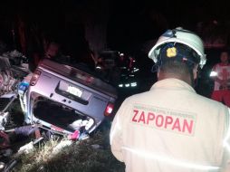 El accidente ocurrió alrededor de las 2:40 horas en la carretera Guadalajara-Tepic, a la altura del Fraccionamiento Tres Ríos Residencial. ESPECIAL / Protección Civil Zapopan
