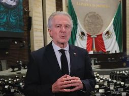 Santiago Cree, presidente de la Cámara de Diputados, grabó el video desde el salón de sesiones del recinto Legislativo de San Lázaro. ESPECIAL