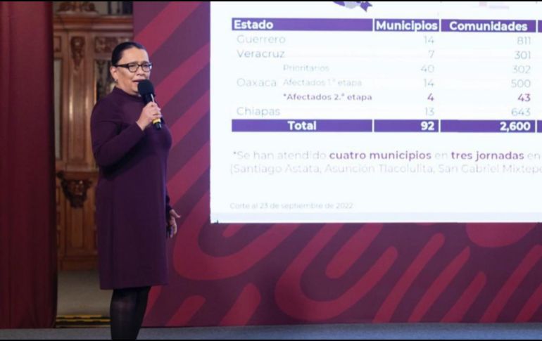 En La Mañanera de López Obrador, la secretaria de la SSPC compartió que las entidades más beneficiadas por este programa son Guerrero, Veracruz, Chiapas y Oaxaca. TWITTER/ @rosaicela_