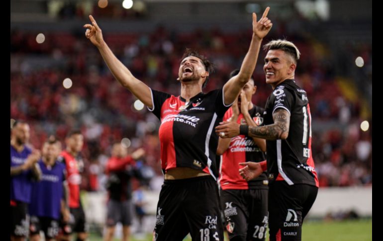 Gaddi Aguirre al minuto 75, fue el autor del último gol del Atlas en el certamen, un tanto que tuvo dedicatoria especial, no solo para su entrenador, sino para su hijo que viene en camino. EL INFORMADOR / C. Zepeda