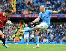 Erling Haaland, líder destacado de la tabla de anotadores de la Premier League, ha marcado ya catorce goles en ocho partidos de Liga esta temporada. AFP / L. Parnaby