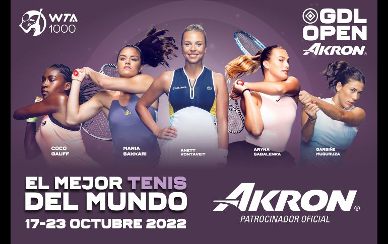Las mejores tenistas del mundo se darán cita en Guadalajara del 17 al 23 de octubre para el GDL OPEN AKRON WTA 1000.