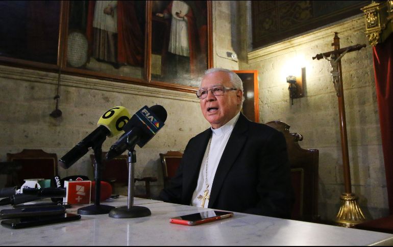 El cardenal Francisco Robles Ortega lamentó la balacera ocurrida en Puerta de Hierro. EL INFORMADOR/ CARLOS ZEPEDA