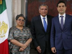 Antonio Martínez Dagnino (d) due nombrado por el Presidente López Obrador como el nuevo jefe del SAT en sustitución de Raquel Buenrostro Sánchez (i), quien ahora es la titular de la Secretaría de Economía (SE). EFE / Presidencia de México