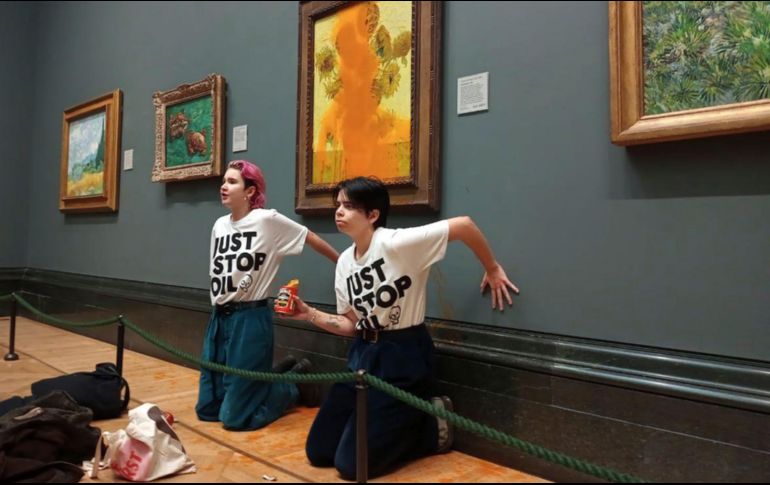 El cuadro dañado es uno de los dos que la Galería Nacional de Londres muestra desde 2014. AP/Just Stop Oil