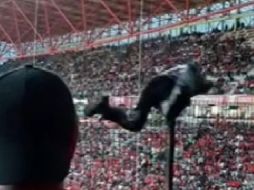 El video comenzó a circular en Twitter en el cual se puede apreciar que la persona escala el alambrado, pero al momento de llegar al final de este, el aficionado pierde el control y cae a la otra zona. ESPECIAL