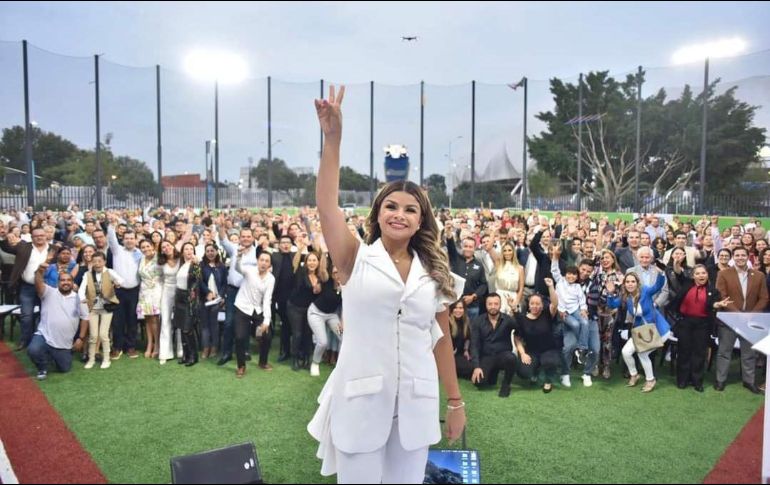 Gaby Cárdenas presentó su primer informe de actividades en el Parque de las niñas y los niños, en Zapopan. TWITTER/@GerardoQuirinoV