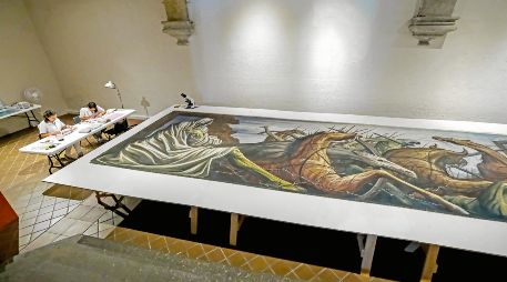 Una de las piezas estrella de la exhibición es el mural “La Guerra y La Paz”, el cual fue recientemente restaurado. CORTESÍA