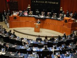 La secretaria de Seguridad, Rosa Icela Rodríguez, durante la comparecencia en el Senado. SUN / D. Sánchez