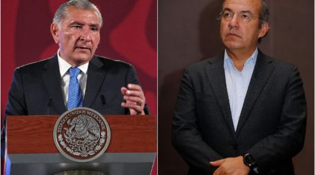 El secretario de gobernación Adán Augusto López Hernández y el ex presidente Felipe Calderón. EFE.