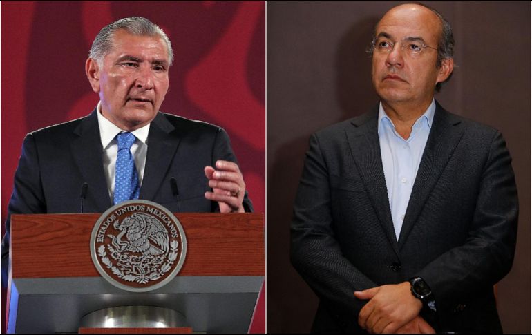El secretario de gobernación Adán Augusto López Hernández y el ex presidente Felipe Calderón. EFE.