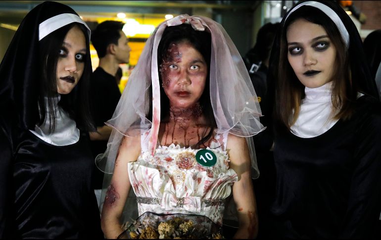 Las celebraciones de Halloween regresaron a Khaosan Road, en Tailandia, a medida que se reanuda el turismo tras el fin de las prolongadas restricciones de viaje por el COVID-19. EFE / D. Azubel