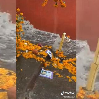 ¡No puede ser! Tormentón destruye altar del Día de Muertos gigante