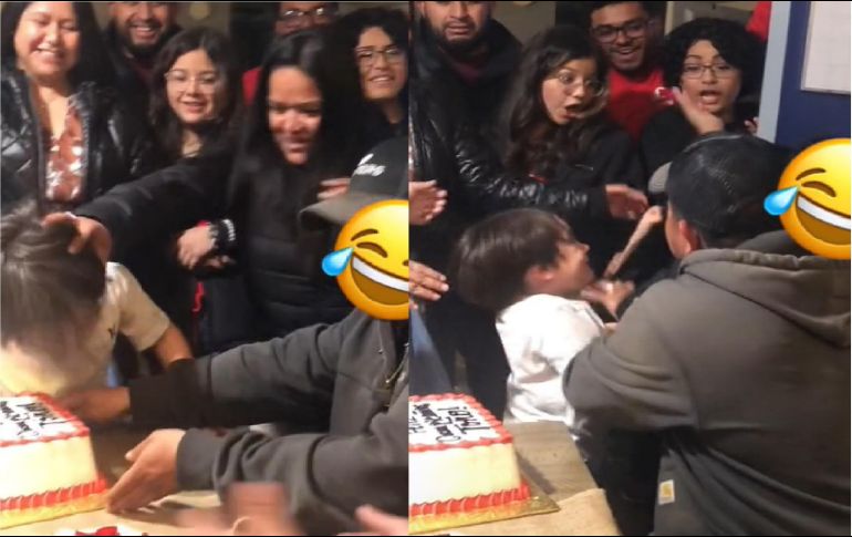 Al niño no le agradó mucho la idea de que lo intentaran aventar y se lanzó contra su tía jalándole el cabello. ESPECIAL