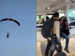 El joven quien dijo tener la edad de 23 años, se mantuvo firme en cumplir el reto firmando los documentos pertinentes para poder subirse a una avioneta y así poder lanzarse del paracaídas. ESPECIAL