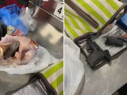 Las imágenes del pollo crudo con la pistola pronto se viralizaron en redes. ESPECIAL/TSA