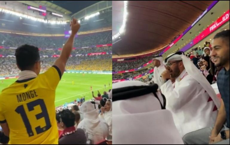 Mientras el ecuatoriano sonriente hacía ese gesto, a un qatarí no le sentó nada bien y comenzó a gritarle 