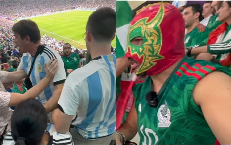 En el video se puede apreciar que el argentino grita con euforia el primer gol de la albiceleste, pero volteando hacia un costado donde se encontraban varios aficionados mexicanos. ESPECIAL
