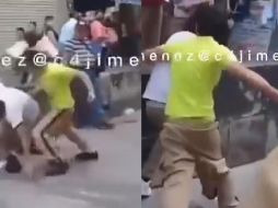 Dicho video fue compartido por el reportero Carlos Jiménez, quien mencionó que alumnos de secundaria habían tenido una pelea a tres cuadras del Zócalo capitalino. ESPECIAL