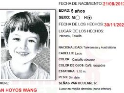 Ian Hoyos Wang desapareció de Taiwán y la búsqueda comienza en México donde se cree puede encontrarse. TWITTER/@AAMBER_mx