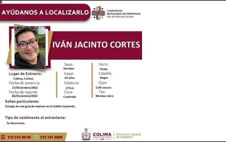 El médico Iván Jacinto Cortés desapareció el 28 de diciembre./ ESPECIAL.