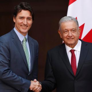 López Obrador recibe a Justin Trudeau en Palacio Nacional