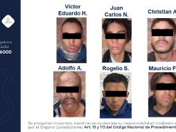 Las personas señaladas son Víctor Eduardo H. de 23 años, Juan Carlos M. de 21, Cristian A. de 24, Adolfo A. de 50, Rogelio S. de 20, Mauricio, de 21, así como dos menores de edad. ESPECIAL