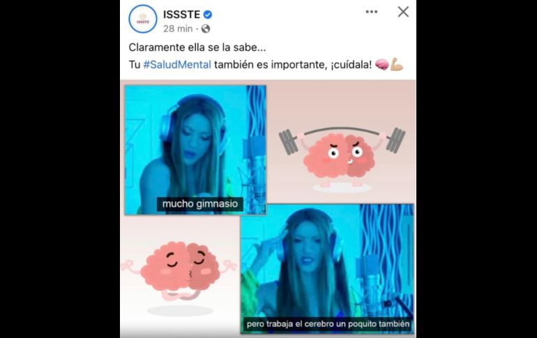 El ISSSTE promueve la salud mental con la canción de Shakira. Facebook/ISSSTE