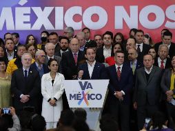 Ayer, los dirigentes nacionales del PRI, Alejandro Moreno; PAN, Marko Cortés, y PRD, Jesús Zambrano, acordaron ir en coalición por el Estado de México y Coahuila. SUN/D. Sánchez