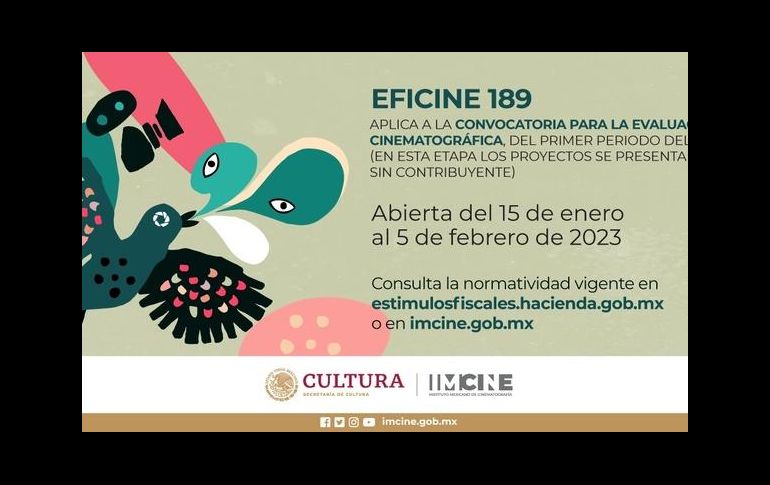 El Eficine cuenta con un monto disponible de 650 millones de pesos anuales para proyectos de producción y 50 millones para proyectos de distribución cinematográfica, distribuidos en los dos periodos del año. CORTESÍA / SC federal