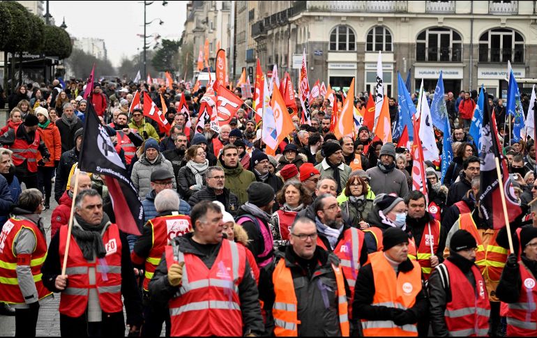 Aspectos de una protesta en Rennes como parte de las varias manifestaciones organizadas en Francia. AFP/D. Meyer